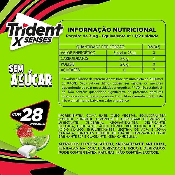 Imagem de 6 Goma Mascar Morango Lime Trident X Senses 28 Unidades 54g