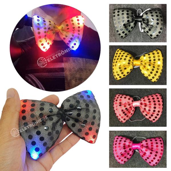 Imagem de 6 Gravatinha Borboletas Iluminadas Piscantes Com Luz Led Colorido Carnaval XM21380