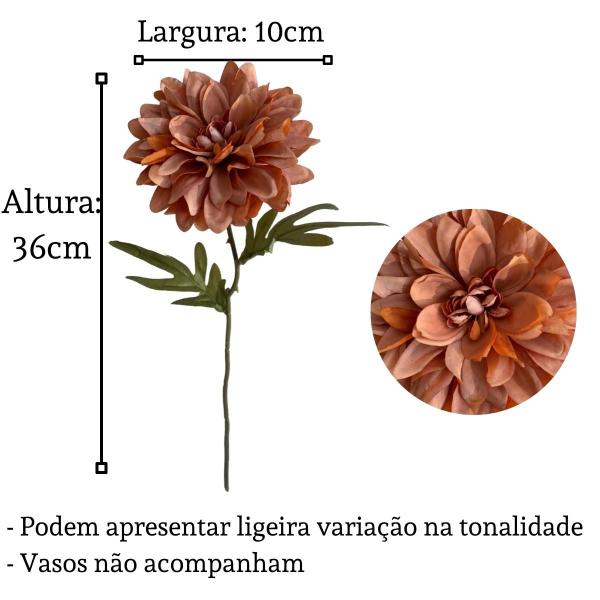 Imagem de 6 hastes flor Dalia qualidade e realismo flores artificiais artesanato decoração de casa e comercio - DE2721