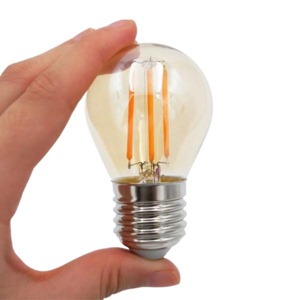 Imagem de 6 Lâmpada Filamento Led Bolinha Decorativa 4w Bivolt E27 Varal de Luz Retrô Vintage Lustre Cordão Amarelo Âmbar Amarela