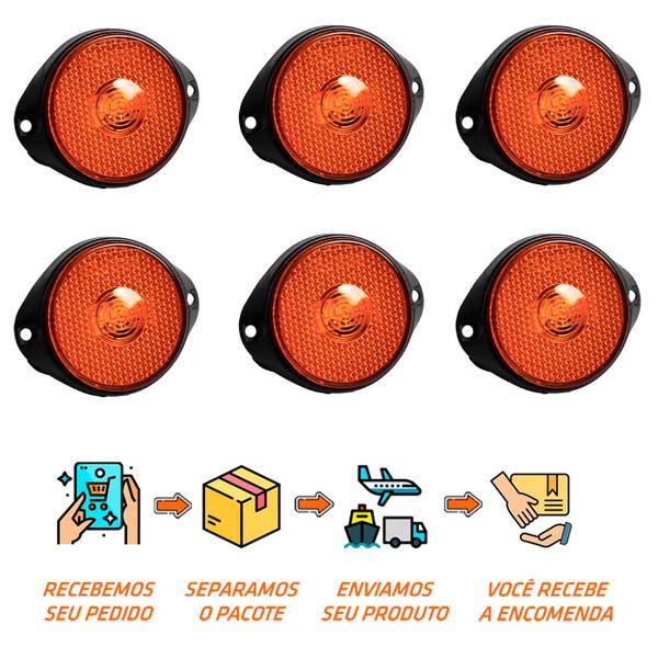 Imagem de 6 Lanterna Frontal Noma LED Âmbar 65mm c/ Sup. - Conect.