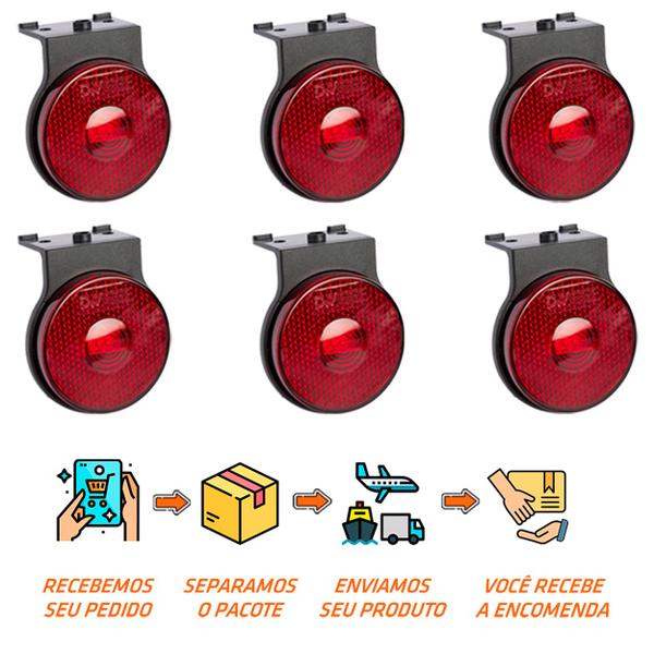 Imagem de 6 Lanterna Lateral Noma LED Rubi 65mm Suporte - Conector