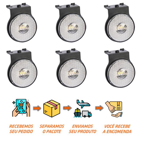 Imagem de 6 Lanterna Lateral Randon LED Cristal 65mm c/ Suporte - Fio