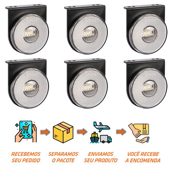 Imagem de 6 Lanterna Lateral Randon LED Cristal 85mm c/ Sup. - Conect.