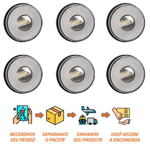 Imagem de 6 Lanterna Lateral Randon LED Cristal 85mm Saída Conector