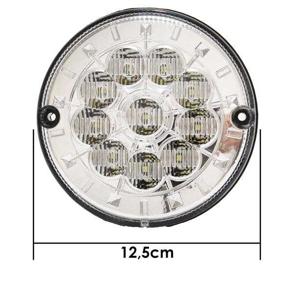 Imagem de 6 Lanterna Traseira 125mm Ônibus Caminhão Carreta 10 LED 24V + Conector