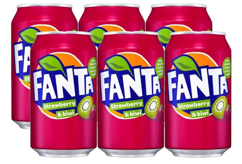 Imagem de 6 lata refrigerante fanta strawberry e kiwi importado 330ml