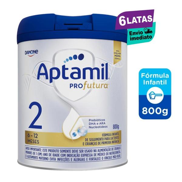 6 Latas Aptamil Profutura 2- Fórmula infantil em pó Danone- 800gr Imagem de 6 Latas Aptamil Profutura 2- Fórmula infantil em pó Danone- 800gr