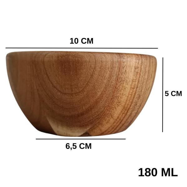 Imagem de 6 Mini Bowl 180ml Madeira Acácia Forte e Durável 10cm x 5cm