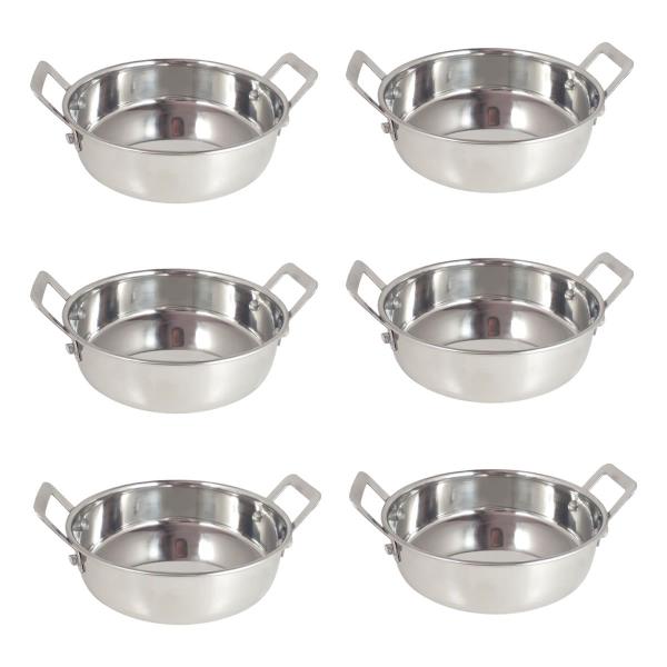 Imagem de 6 mini panela caçarola inox luxe p/ servir c/ alça m2