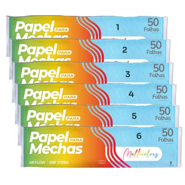 Imagem de 6 Pacotes Papel Para Mechas Multicolors A 11x47cm 300 Folhas