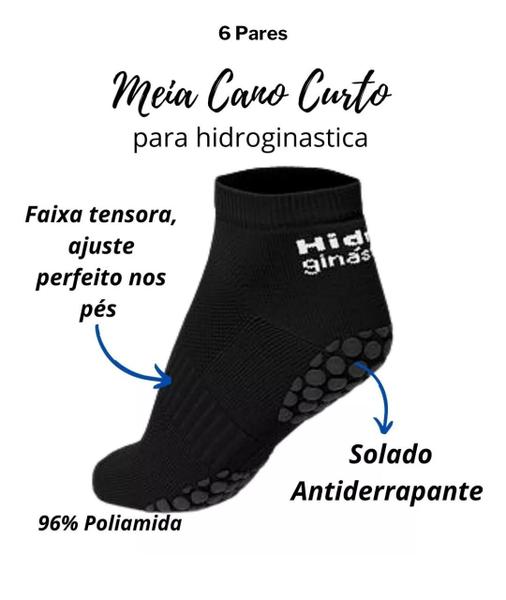 Imagem de 6 Pares Meias Hidroginástica Conforto Aderência Proteção