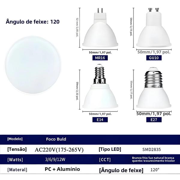 Imagem de 6 PCS GU10 MR16 Lâmpada LED 220 V E27 E14 Lâmpada De Milho Spot Light 3 W 6 W 9 W 12 W Iluminação