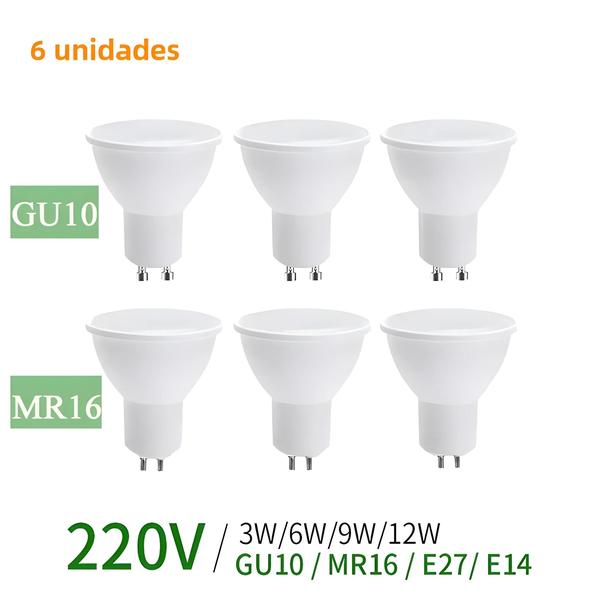 Imagem de 6 PCS GU10 MR16 Lâmpada LED 220 V E27 E14 Lâmpada De Milho Spot Light 3 W 6 W 9 W 12 W Iluminação