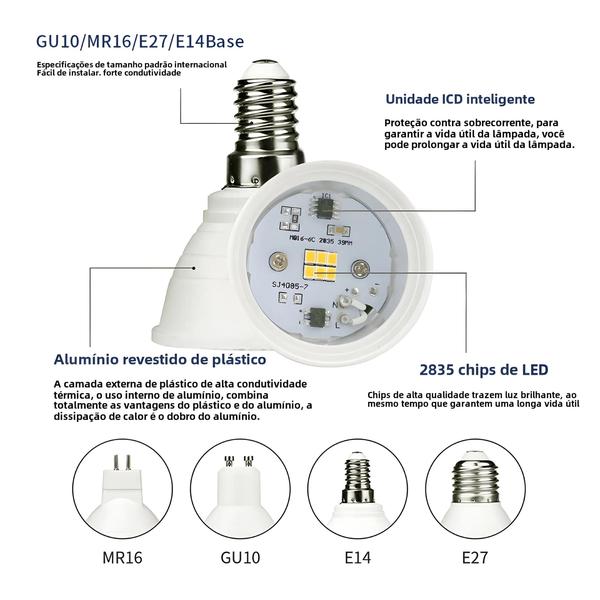 Imagem de 6 PCS GU10 MR16 Lâmpada LED 220 V E27 E14 Lâmpada De Milho Spot Light 3 W 6 W 9 W 12 W Iluminação