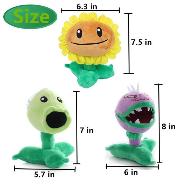 Imagem de 6 PCS PVZ Plush Zombies Plants Sets Toy Peashooter Conehead Zombie, 1 2 Stuffed Soft Chomper Doll Gray Zombie, Girassol PVZ Figura Doll Purple Zombie Novo