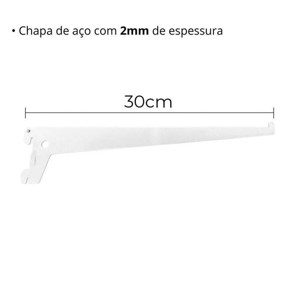 Imagem de 6 Pçs Suporte Simples 30cm Branco Para Cremalheira