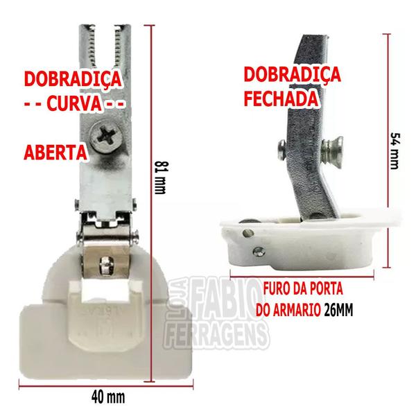 Imagem de 6 Peças - Dobradiça Para Armario De Aço Itatiaia Curva De 26mm