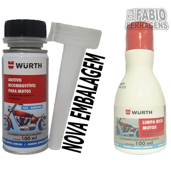 Imagem de 6 Peças - Limpa Bicos Injetor Moto Aditivo Flex Bicombustível De 100ml - Wurth