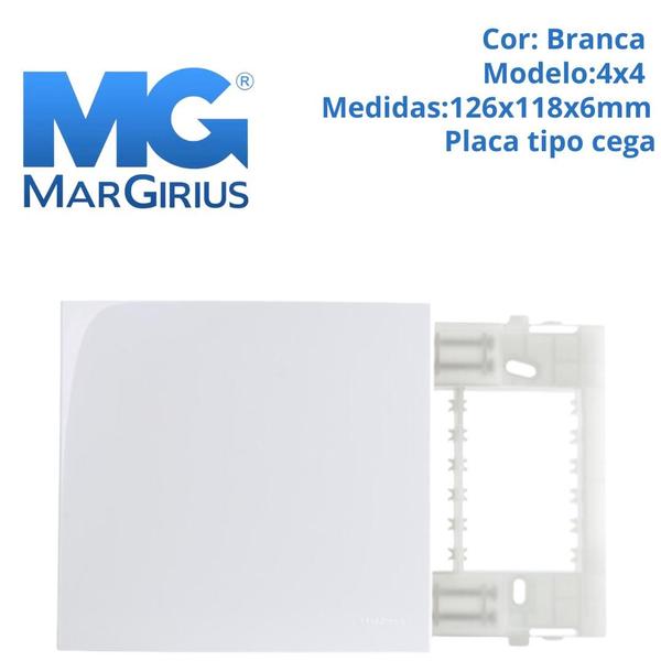 Imagem de 6 Placas Cegas Com Suporte Branca 4x4 Margirius 16022 