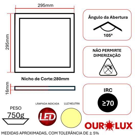 Imagem de 6 Plafon Led Quadrado Embutir 24w Branco Neutro 4000k 30x30