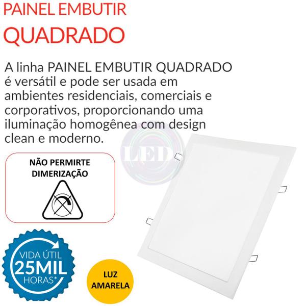 Imagem de 6 Plafon Led Quadrado Embutir 24w Branco Quente 3000k Avant