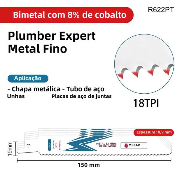 Imagem de 6-Polegada 18TPI Bi-Metal Cobalto Conjunto De Lâminas De Serra Alternativa EZARC 5 PCS Lâminas De