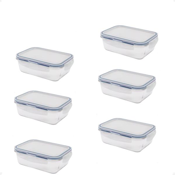 6 Pote Hermético borossilicato Retangular 1040ml Microondas - Lehavi Imagem de 6 Pote Hermético borossilicato Retangular 1040ml Microondas