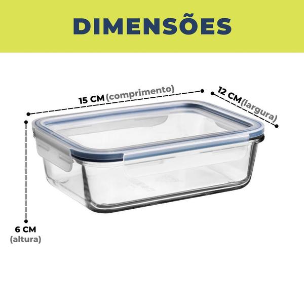6 Pote Vidro Hermético 370ML Tampa Plástica Vedação BPA FREE - Quality House Imagem de 6 Pote Vidro Hermético 370ML Tampa Plástica Vedação BPA FREE