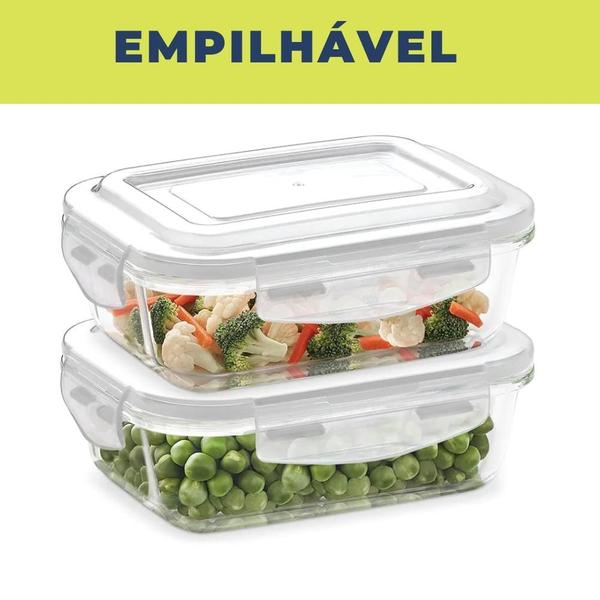 6 Pote Vidro Hermético 370ML Tampa Plástica Vedação BPA FREE - Quality House Imagem de 6 Pote Vidro Hermético 370ML Tampa Plástica Vedação BPA FREE