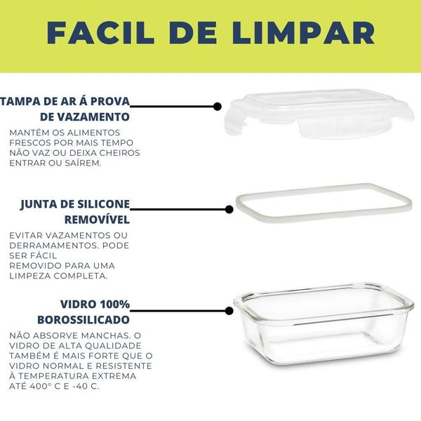 6 Pote Vidro Hermético 370ML Tampa Plástica Vedação BPA FREE - Quality House Imagem de 6 Pote Vidro Hermético 370ML Tampa Plástica Vedação BPA FREE