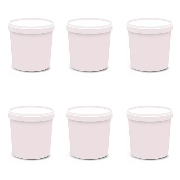 Imagem de 6 Potes Para Alimentos 500 ML Branco Com Tampa PP 11x9,5 Cm