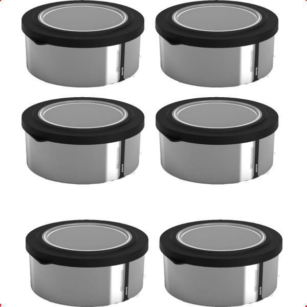 6 Potes para Alimentos 700 ml Metallic Redondo C/Tampa - Potte Imagem de 6 Potes para Alimentos 700 ml Metallic Redondo C/Tampa