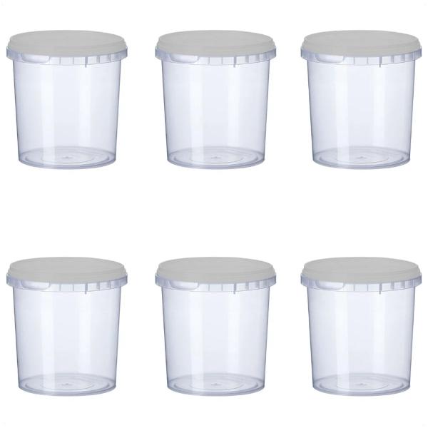 Imagem de 6 Potes Para Alimentos 900ML Transparente Com Tampa 13x9,5Cm