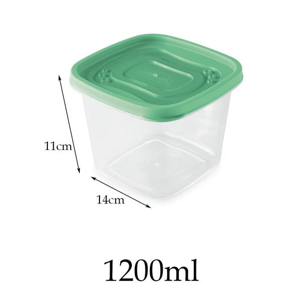 Imagem de 6 Potes plástico 580ml 1200ml mantimentos Vasilha marmita tapoer tupperware tapuer verde plasútil