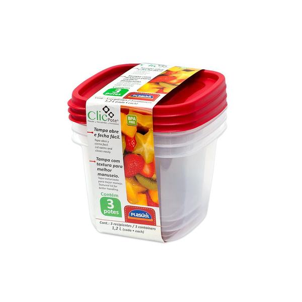 Imagem de 6 Potes plástico 580ml 1200ml mantimentos Vasilha marmita tapoer tupperware tapuer verde plasútil