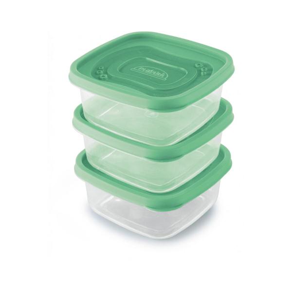 Imagem de 6 Potes plásticos mantimentos 200ml 580ml Vasilha marmita tapoer tupperware tapuer verde plasútil