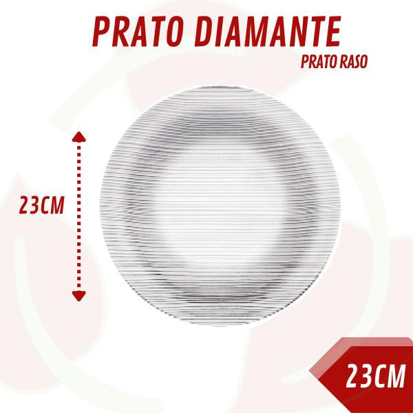 Imagem de 6 Prato Raso Diamante Redondo 23CM Refeição Transparente Duralex