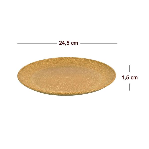 Imagem de 6 Prato Refeição Redondo Resistente 24cm Marrom Claro