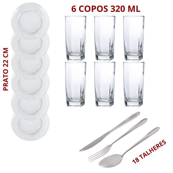6 Pratos Astral Fundo 6 Copos Quadrados 18 Talheres - Nadir Figueiredo Imagem de 6 Pratos Astral Fundo 6 Copos Quadrados 18 Talheres