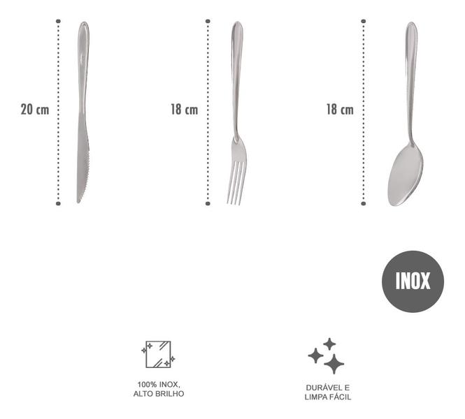 Imagem de 6 Pratos Astral Fundos E 18 Talheres Inox Refeição