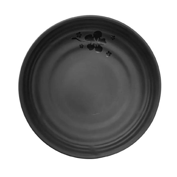 Imagem de 6 Pratos Fundo Melamina Japonesa Oriental Preto Kanpai 23cm