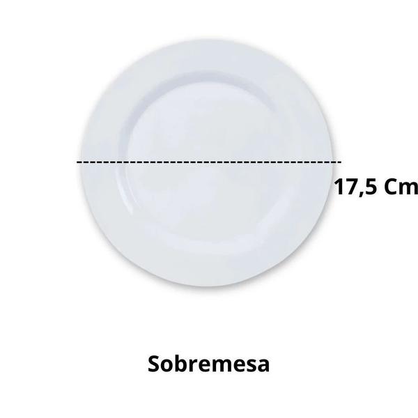 Imagem de 6 Pratos Rasos 28 Cm Branco + 6 Pratos Sobremesa em Melamina  Bestfer 