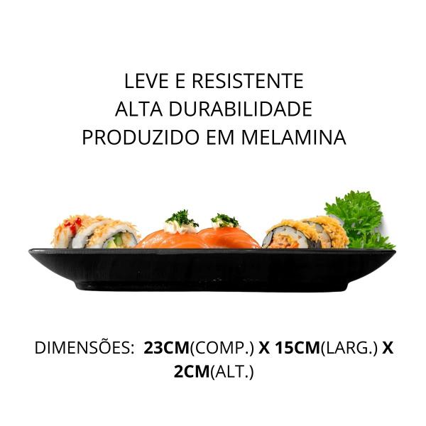 Imagem de 6 Pratos Travessa Melamina Oval Restaurante Japones 23cm