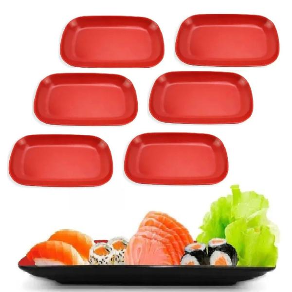 Imagem de 6 Pratos Travessa Oriental Melamina Sushi 20cm Restaurantes