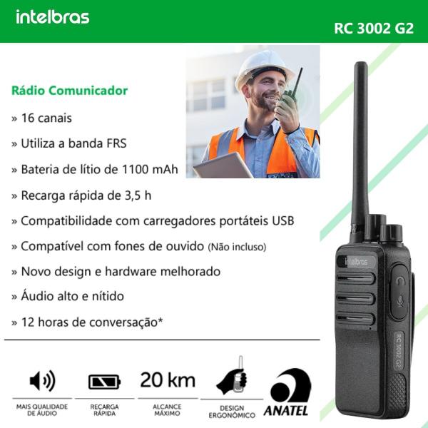 Imagem de 6 Rádios Comunicador RC3002 G2 Intelbras Com Fones PTT 