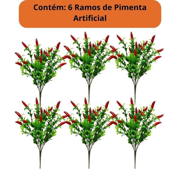 6 Ramos Pimenta Artificial Decoração De Cozinha Pimenteira - Decor Artificial Imagem de 6 Ramos Pimenta Artificial Decoração De Cozinha Pimenteira