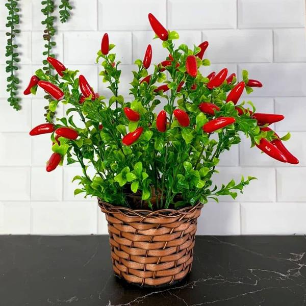 6 Ramos Pimenta Artificial Decoração De Cozinha Pimenteira - Decor Artificial Imagem de 6 Ramos Pimenta Artificial Decoração De Cozinha Pimenteira