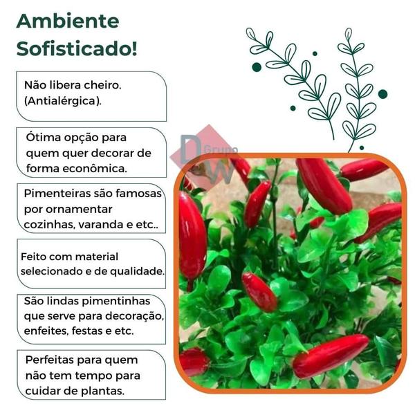 6 Ramos Pimenta Artificial Decoração De Cozinha Pimenteira - Decor Artificial Imagem de 6 Ramos Pimenta Artificial Decoração De Cozinha Pimenteira
