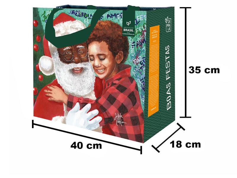 Imagem de 6 Sacolas Ráfia Ecobag Retornável 35x40x18cm Natal B4U